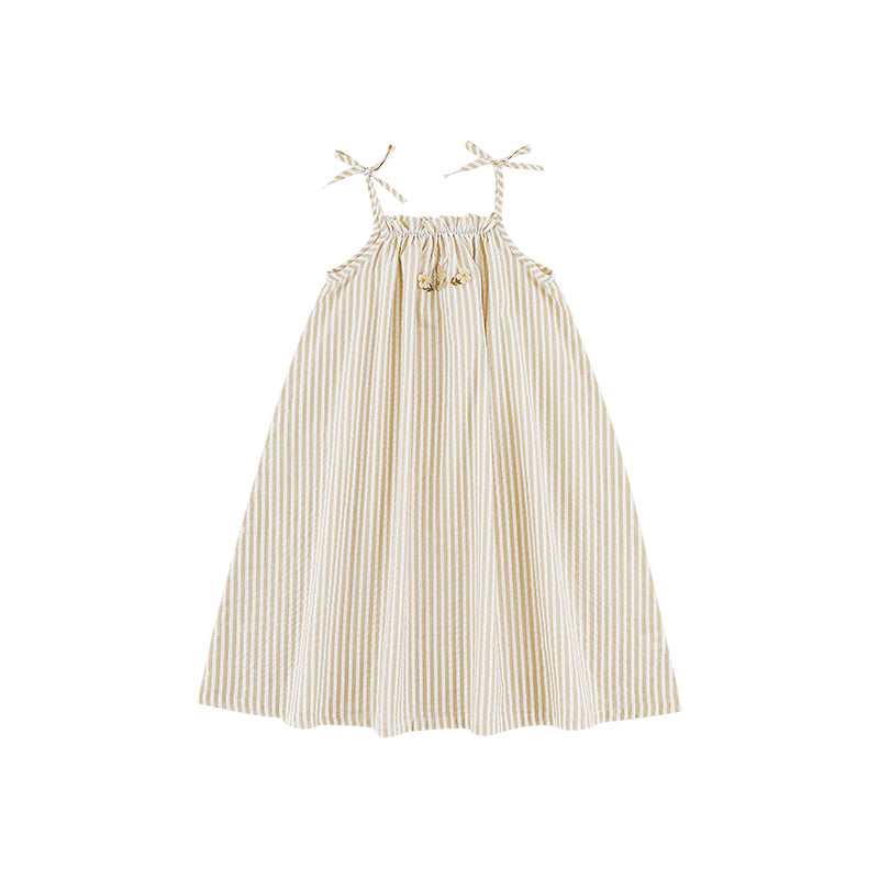 שמלת פסים עם רקמה - 100% כותנה