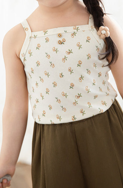 גופייה עם  הדפס פרחים וכפתורים  100% כותנה