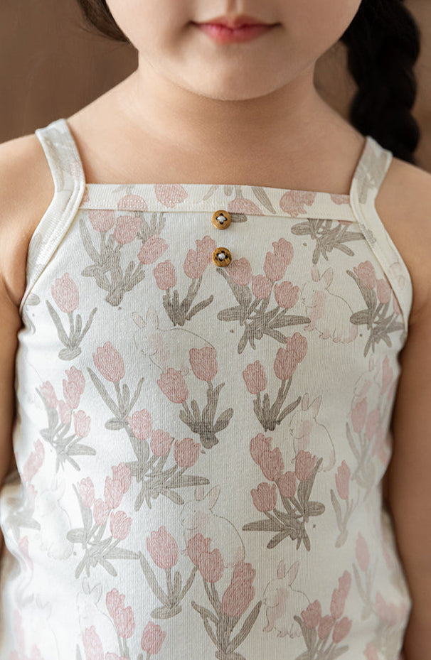 גופייה עם הדפס ארנבים וכפתורים - 100% כותנה