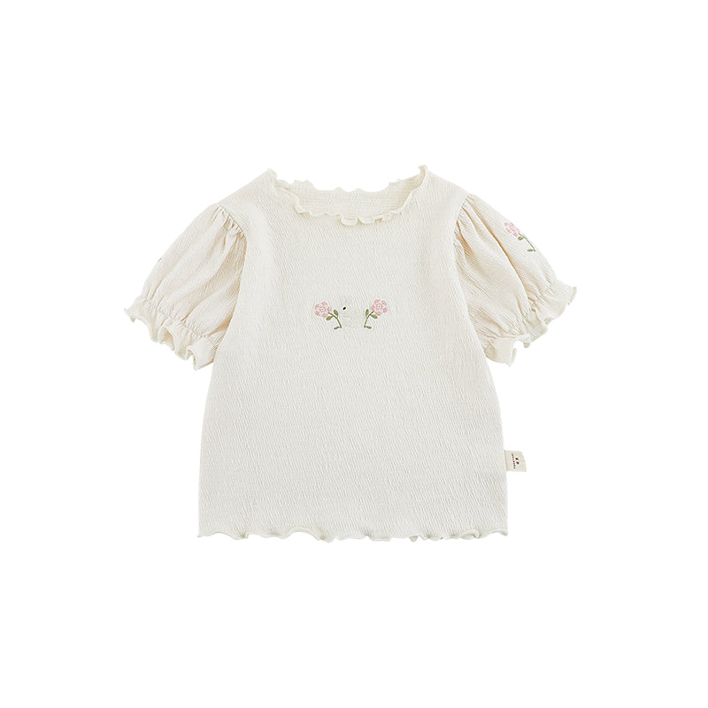 חולצה מבד כותנה בטקסטורת קרפ - עם ריקמה עדינה