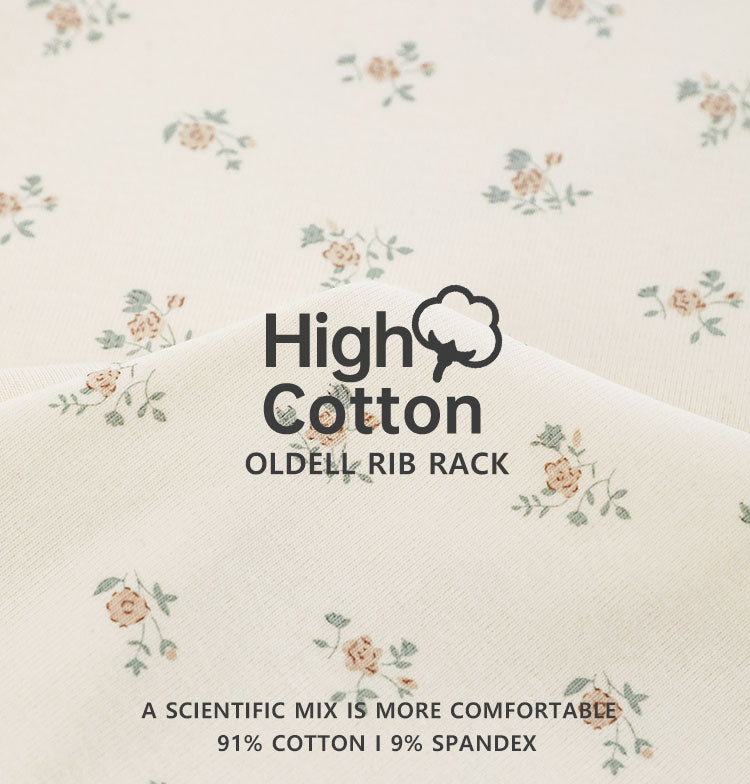 חולצה עם שרוולים והדפס פרחים עם תפירה מיוחדת בקצוות - 100% כותנה