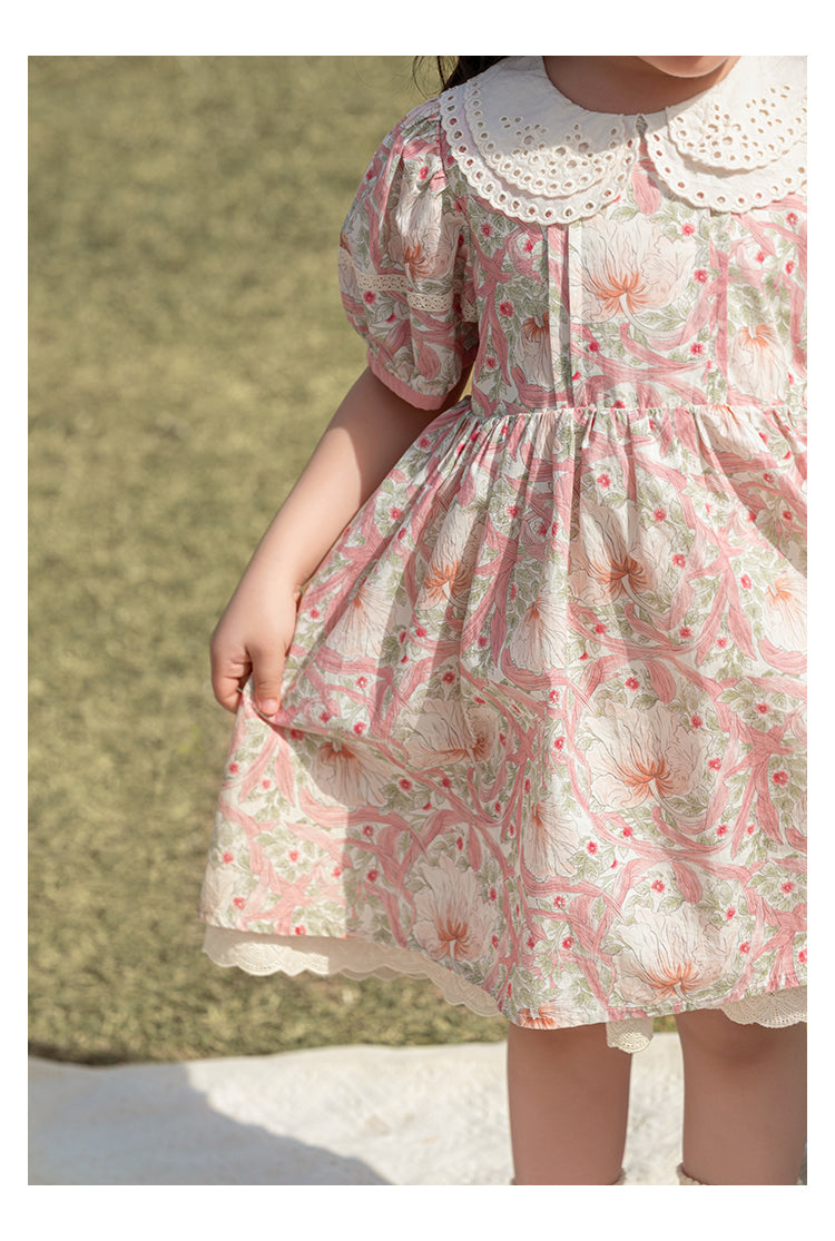 שמלה אביבית ורודה - 100% כותנה