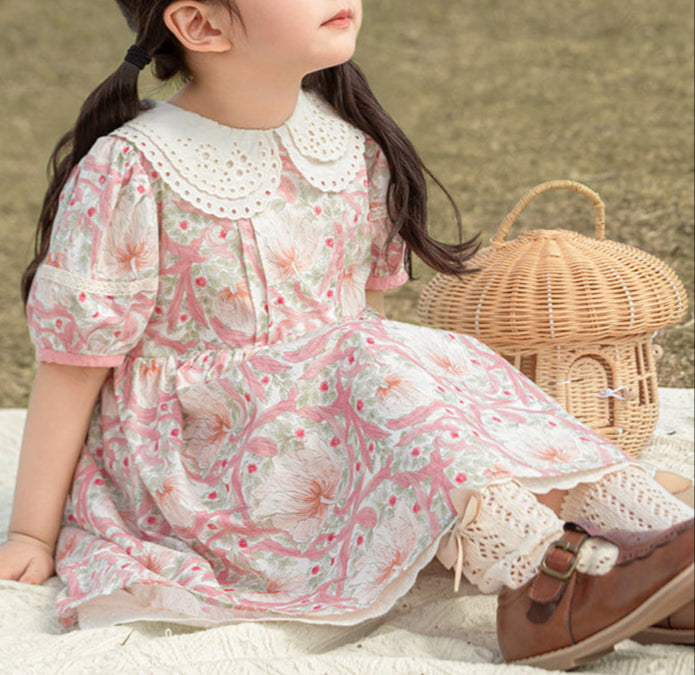 שמלה אביבית ורודה - 100% כותנה