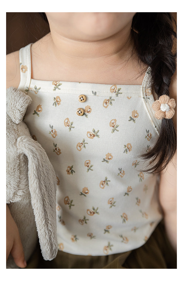 גופייה עם  הדפס פרחים וכפתורים  100% כותנה